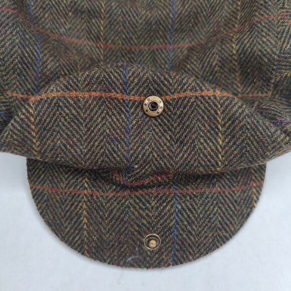 BARBOUR Unisex Cheviot Flat Cap in Olive Herringbone Size Small NWOT - Picture 5 of 8